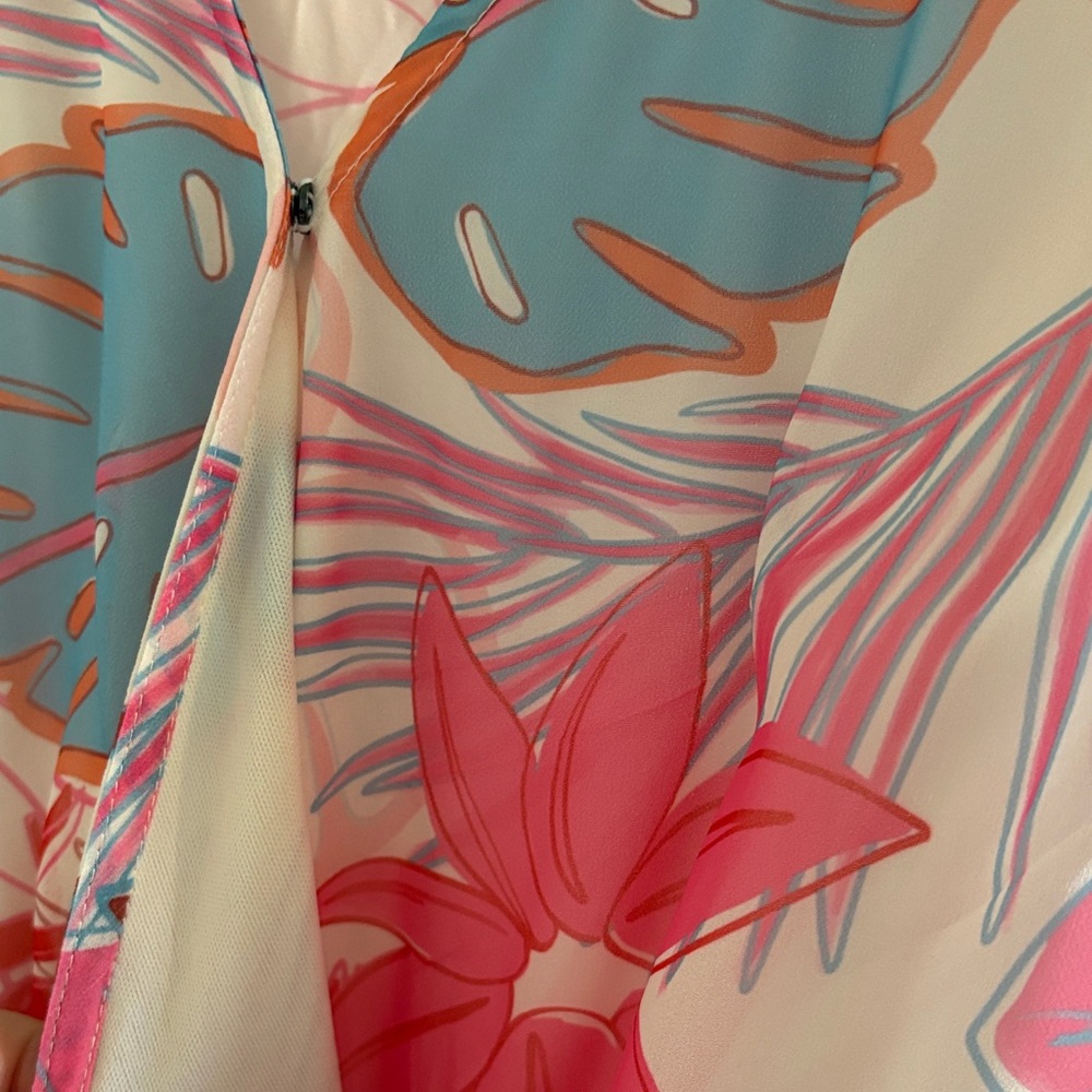 Tropical Print Wrap Dress - Picture 5 of 8